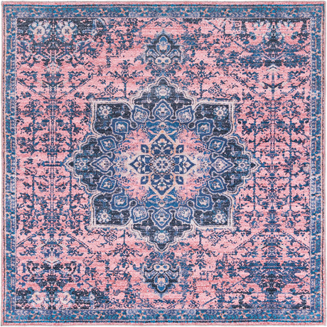 Salmon Pink 7' 3 x 7' 3 Renaissance Washable Square Rug