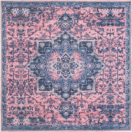 Salmon Pink 5' 3 x 5' 3 Renaissance Washable Square Rug