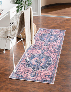 Salmon Pink 2' x 8' Renaissance Washable Runner Rug