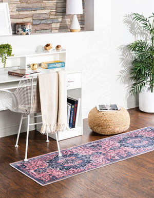 Salmon Pink 2' x 8' Renaissance Washable Runner Rug