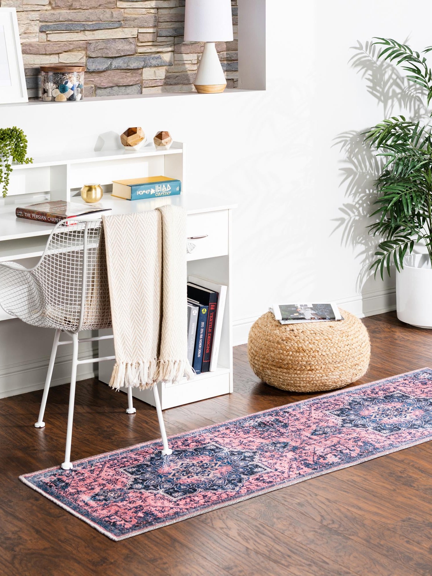 Washable Salmon Pink 2' x 13' Renaissance Runner Area Rug Easy to Clean Stain Resistant & Durable Colorful Distressed Vintage Carpet for Sale at Rug Engine