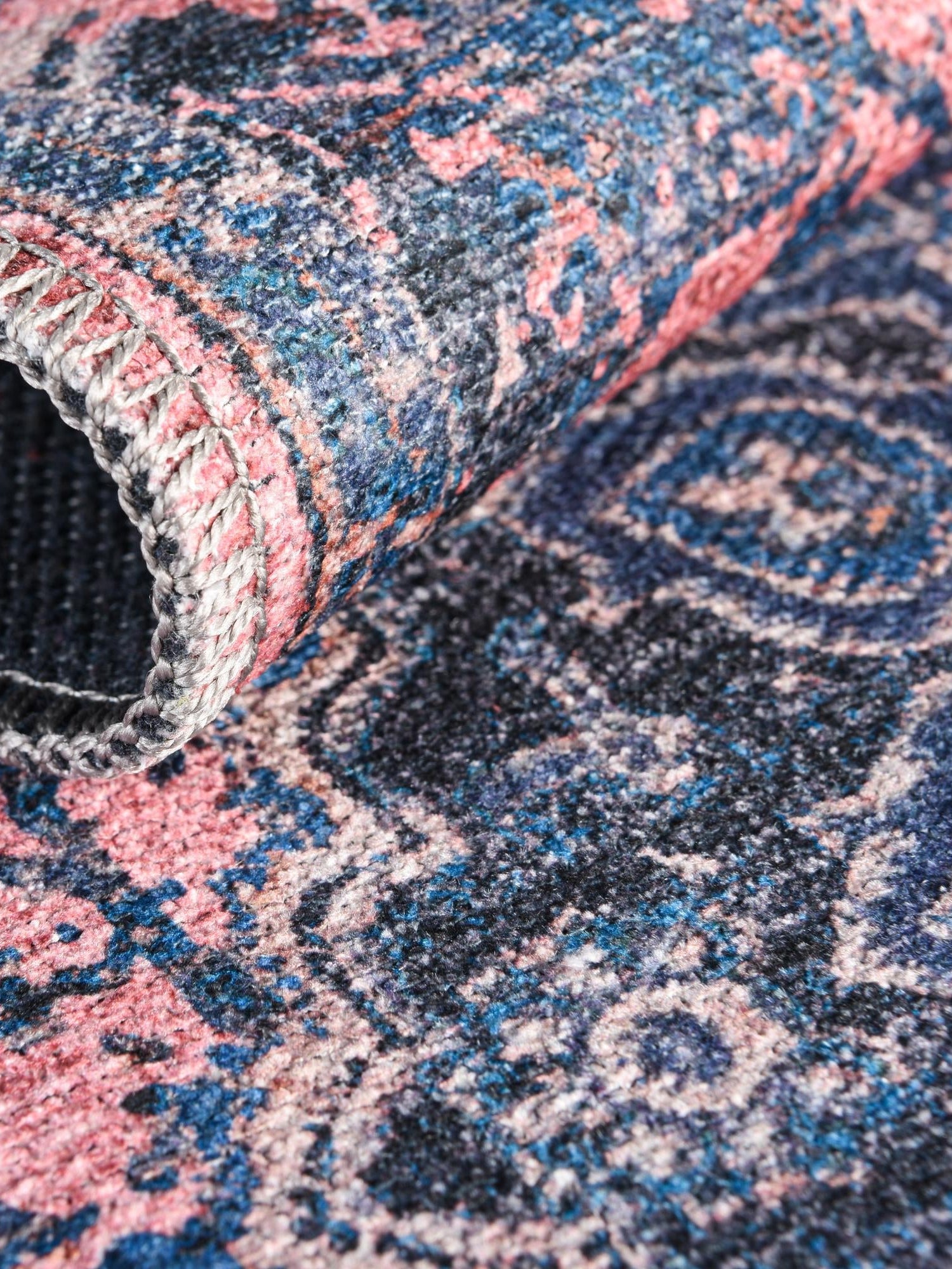 Washable Salmon Pink 2' x 13' Renaissance Runner Area Rug Easy to Clean Stain Resistant & Durable Colorful Distressed Vintage Carpet for Sale at Rug Engine