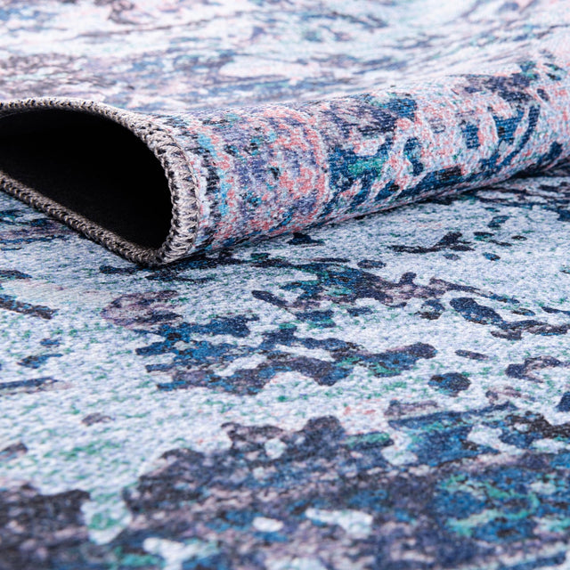 Light Blue 9' 2 x 12' Renaissance Washable Rectangle Rug