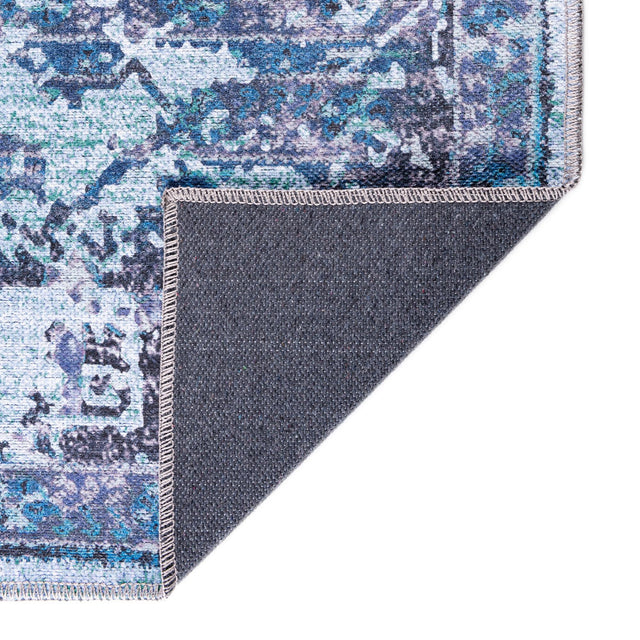Light Blue 9' 2 x 12' Renaissance Washable Rectangle Rug