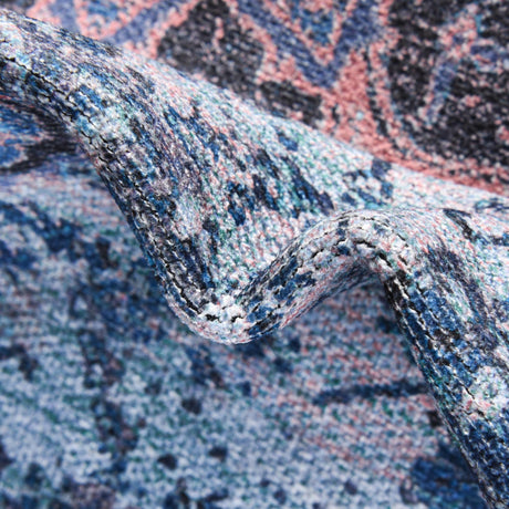 Washable Light Blue 2' 7 x 12' Renaissance Runner Area Rug Easy to Clean Stain Resistant & Durable Colorful Distressed Vintage Carpet for Sale at Rug Engine
