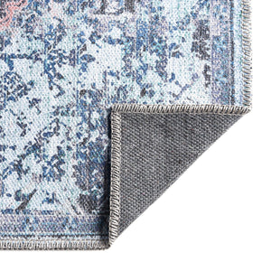 Light Blue 2' x 10' Renaissance Washable Runner Rug
