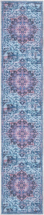 Light Blue 2' x 10' Renaissance Washable Runner Rug