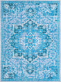 Aqua Blue 10' 6 x 14' Renaissance Washable Rectangle Rug