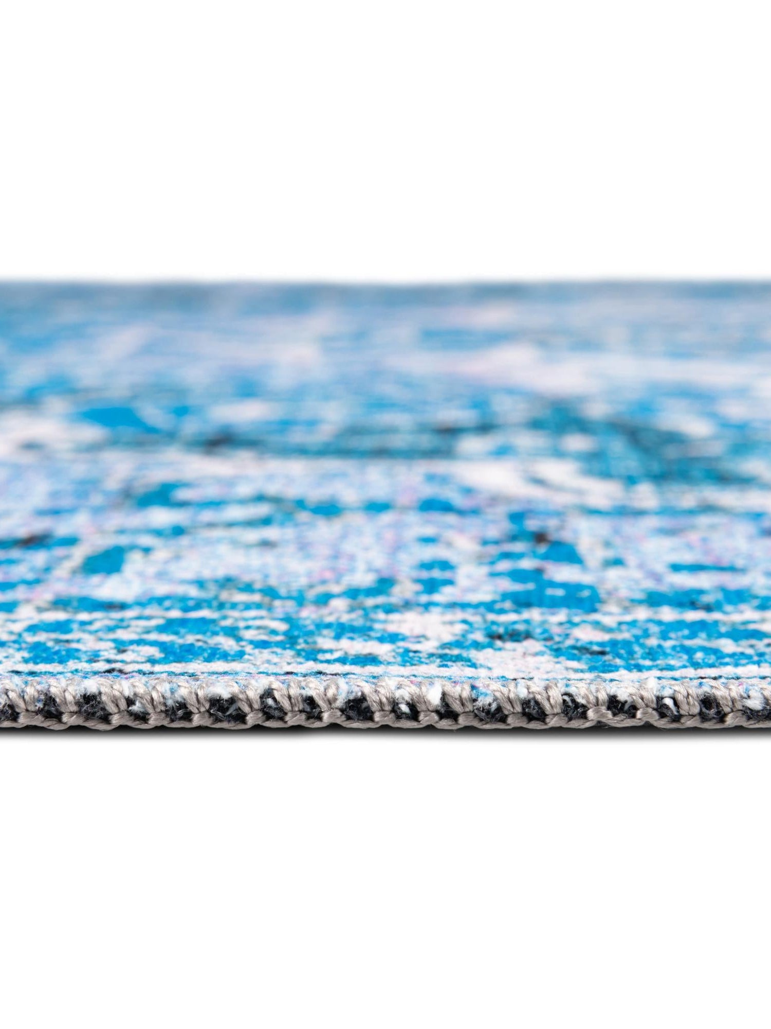 Washable Aqua Blue 10' 6 x 13' Renaissance Rectangle Area Rug Easy to Clean Stain Resistant & Durable Colorful Distressed Vintage Carpet for Sale at Rug Engine
