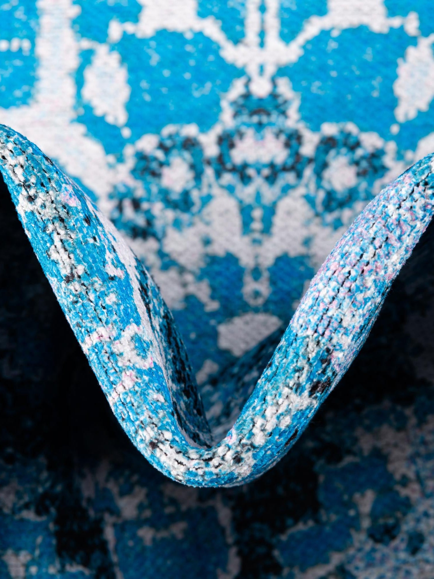 Washable Aqua Blue 10' 6 x 13' Renaissance Rectangle Area Rug Easy to Clean Stain Resistant & Durable Colorful Distressed Vintage Carpet for Sale at Rug Engine