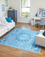 Aqua Blue 8' x 8' Renaissance Washable Square Rug