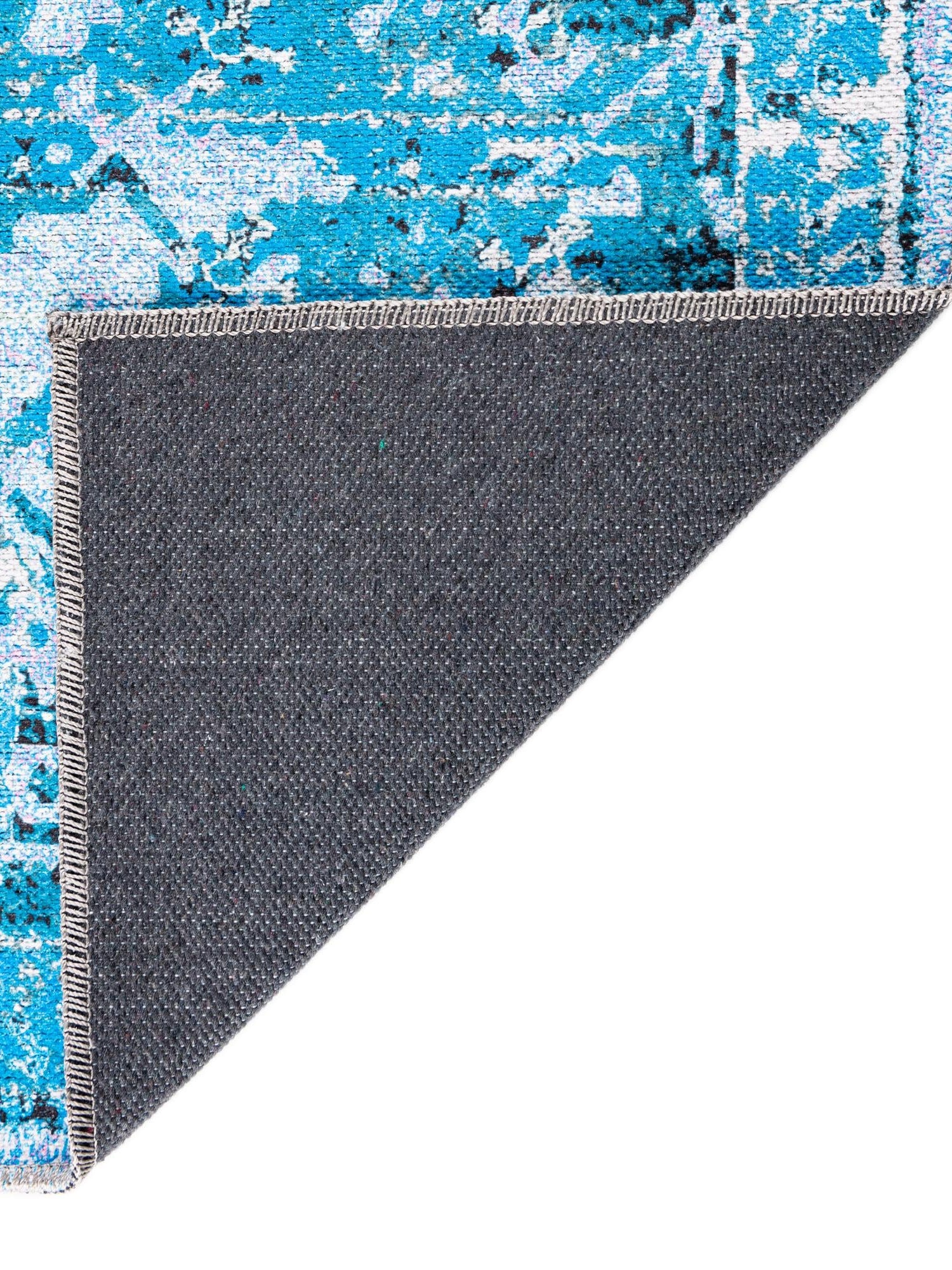 Washable Aqua Blue 10' 6 x 10' 6 Renaissance Square Area Rug Easy to Clean Stain Resistant & Durable Colorful Distressed Vintage Carpet for Sale at Rug Engine