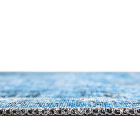 Washable Aqua Blue 2' x 13' Renaissance Runner Area Rug Easy to Clean Stain Resistant & Durable Colorful Distressed Vintage Carpet for Sale at Rug Engine