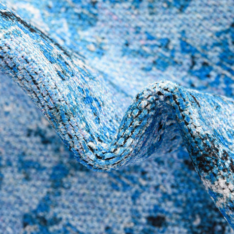 Washable Aqua Blue 2' x 13' Renaissance Runner Area Rug Easy to Clean Stain Resistant & Durable Colorful Distressed Vintage Carpet for Sale at Rug Engine