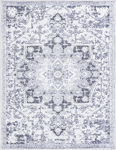 Light Gray 8' x 10' Renaissance Washable Rectangle Rug
