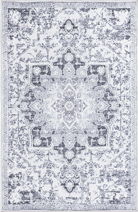 Light Gray 6' x 9' Renaissance Washable Rectangle Rug