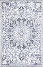 Light Gray 6' x 9' Renaissance Washable Rectangle Rug