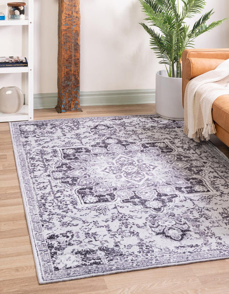 Light Gray 6' x 9' Renaissance Washable Rectangle Rug