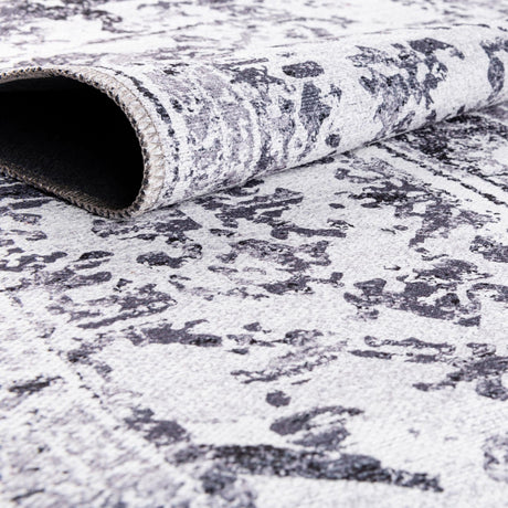 Washable Light Gray 9' 2 x 12' Renaissance Rectangle Area Rug Easy to Clean Stain Resistant & Durable Colorful Distressed Vintage Carpet for Sale at Rug Engine