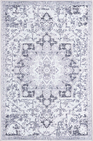 Light Gray 5' 3 x 8' Renaissance Washable Rectangle Rug
