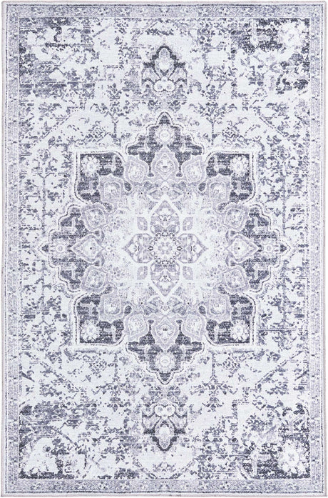 Light Gray 5' 3 x 8' Renaissance Washable Rectangle Rug