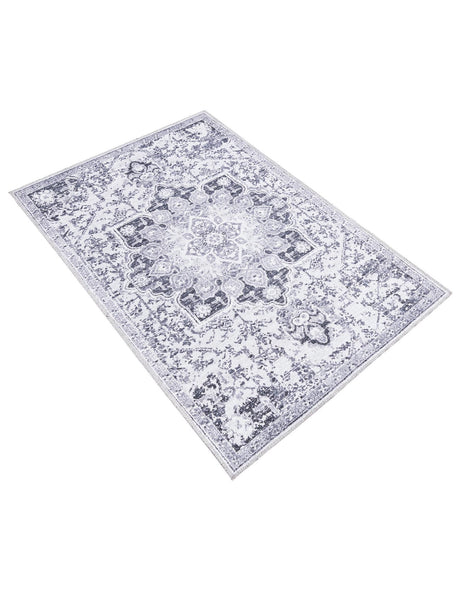 Washable Light Gray 3' 3 x 5' 3 Renaissance Rectangle Area Rug Easy to Clean Stain Resistant & Durable Colorful Distressed Vintage Carpet for Sale at Rug Engine