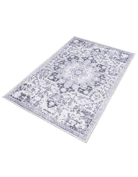 Washable Light Gray 3' 3 x 5' 3 Renaissance Rectangle Area Rug Easy to Clean Stain Resistant & Durable Colorful Distressed Vintage Carpet for Sale at Rug Engine