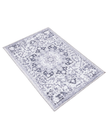 Washable Light Gray 2' x 3' 1 Renaissance Rectangle Area Rug Easy to Clean Stain Resistant & Durable Colorful Distressed Vintage Carpet for Sale at Rug Engine