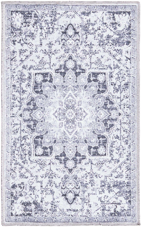 Light Gray 2' x 3' Renaissance Washable Rectangle Rug