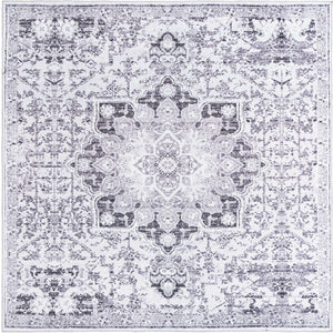 Light Gray 10' 6 x 10' 6 Renaissance Washable Square Rug
