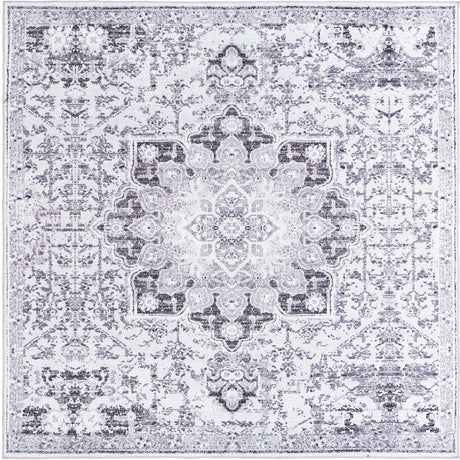 Light Gray 10' 6 x 10' 6 Renaissance Washable Square Rug