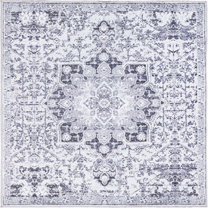 Light Gray 8' x 8' Renaissance Washable Square Rug