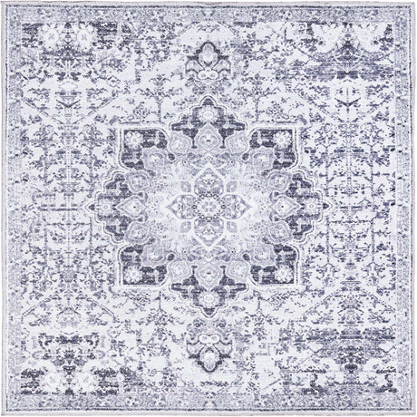 Light Gray 8' x 8' Renaissance Washable Square Rug