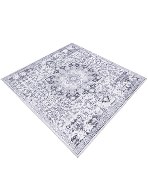 Light Gray 7' 3 x 7' 3 Renaissance Washable Square Rug