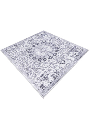 Light Gray 7' 3 x 7' 3 Renaissance Washable Square Rug