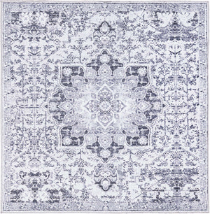 Light Gray 7' 3 x 7' 3 Renaissance Washable Square Rug