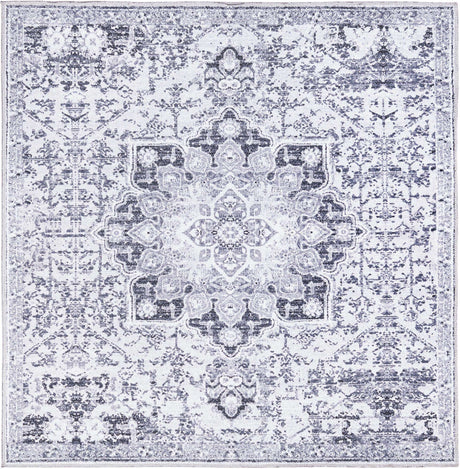 Light Gray 7' 3 x 7' 3 Renaissance Washable Square Rug