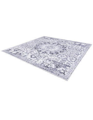 Light Gray 5' 3 x 5' 3 Renaissance Washable Square Rug
