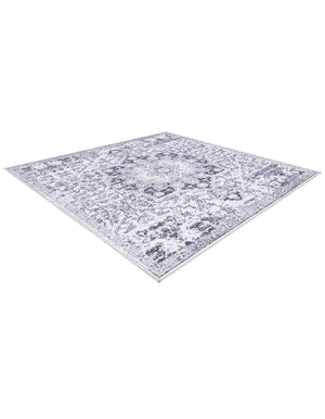 Light Gray 5' 3 x 5' 3 Renaissance Washable Square Rug