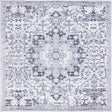 Light Gray 5' 3 x 5' 3 Renaissance Washable Square Rug