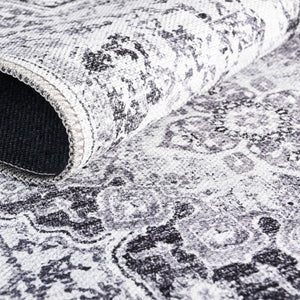 Washable Light Gray 2' x 6' 1 Renaissance Runner Area Rug Easy to Clean Stain Resistant & Durable Colorful Distressed Vintage Carpet for Sale at Rug Engine