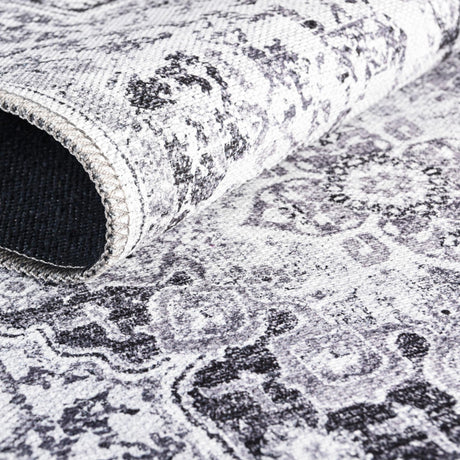Washable Light Gray 2' x 6' 1 Renaissance Runner Area Rug Easy to Clean Stain Resistant & Durable Colorful Distressed Vintage Carpet for Sale at Rug Engine