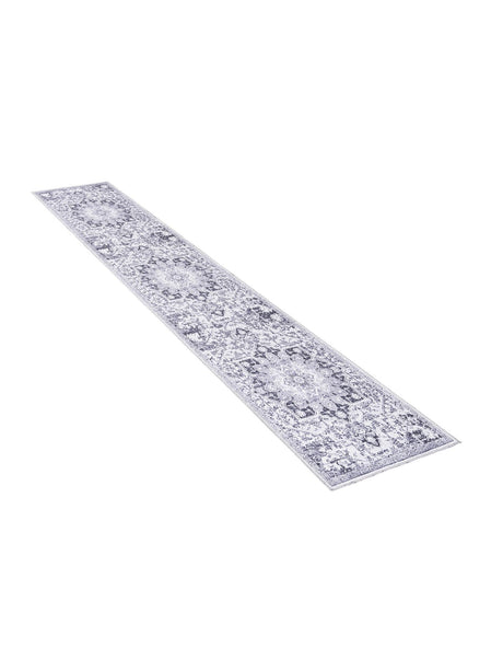 Washable Light Gray 2' 7 x 12' Renaissance Runner Area Rug Easy to Clean Stain Resistant & Durable Colorful Distressed Vintage Carpet for Sale at Rug Engine