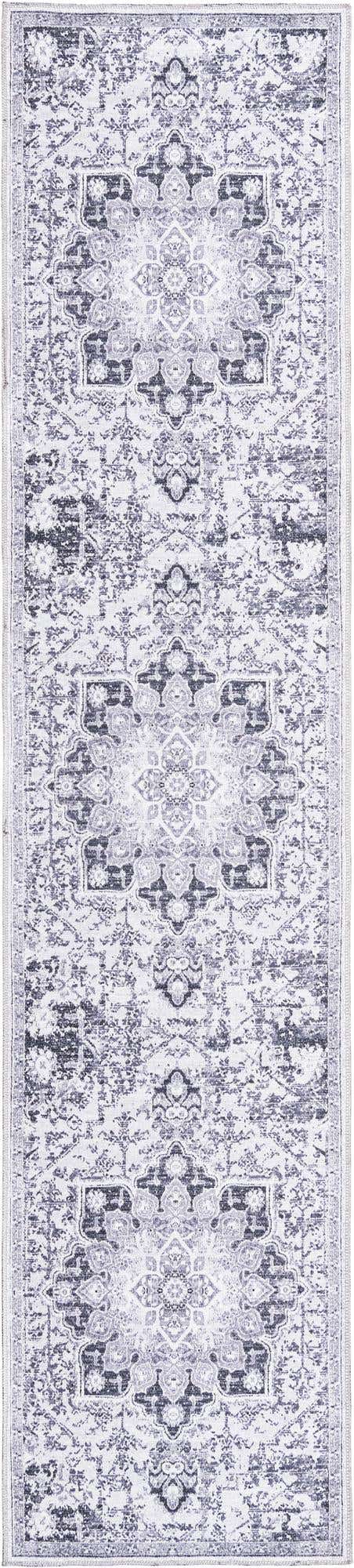 Washable Light Gray 2' 7 x 12' Renaissance Runner Area Rug Easy to Clean Stain Resistant & Durable Colorful Distressed Vintage Carpet for Sale at Rug Engine