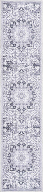 Washable Light Gray 2' 7 x 12' Renaissance Runner Area Rug Easy to Clean Stain Resistant & Durable Colorful Distressed Vintage Carpet for Sale at Rug Engine