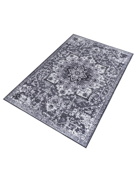 Washable Dark Gray 10' 6 x 14' 1 Renaissance Rectangle Area Rug Easy to Clean Stain Resistant & Durable Colorful Distressed Vintage Carpet for Sale at Rug Engine