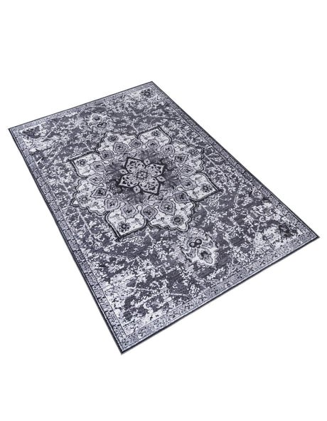 Washable Dark Gray 10' 6 x 14' 1 Renaissance Rectangle Area Rug Easy to Clean Stain Resistant & Durable Colorful Distressed Vintage Carpet for Sale at Rug Engine