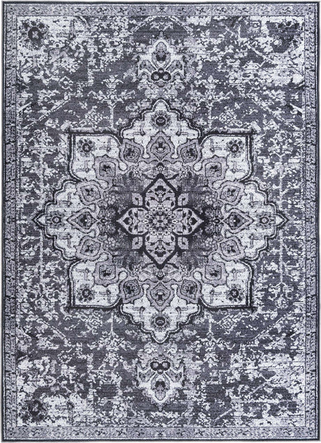 Dark Gray 10' 6 x 14' Renaissance Washable Rectangle Rug