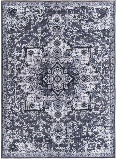 Dark Gray 7' 3 x 10' Renaissance Washable Rectangle Rug