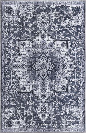 Dark Gray 6' x 9' Renaissance Washable Rectangle Rug